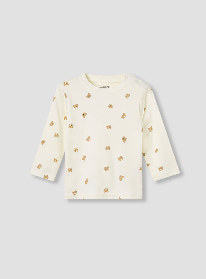 Juniors Pyjama Set with Bear Print - Cotton - Long Sleeves - Crew Neck