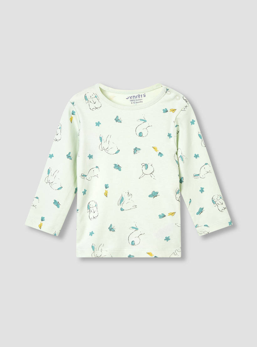Juniors Pyjama Set with Bear Print - Cotton - Long Sleeves - Crew Neck