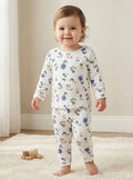 Juniors Cotton Round Neck Long Sleeves Pyjama Set with Floral Print