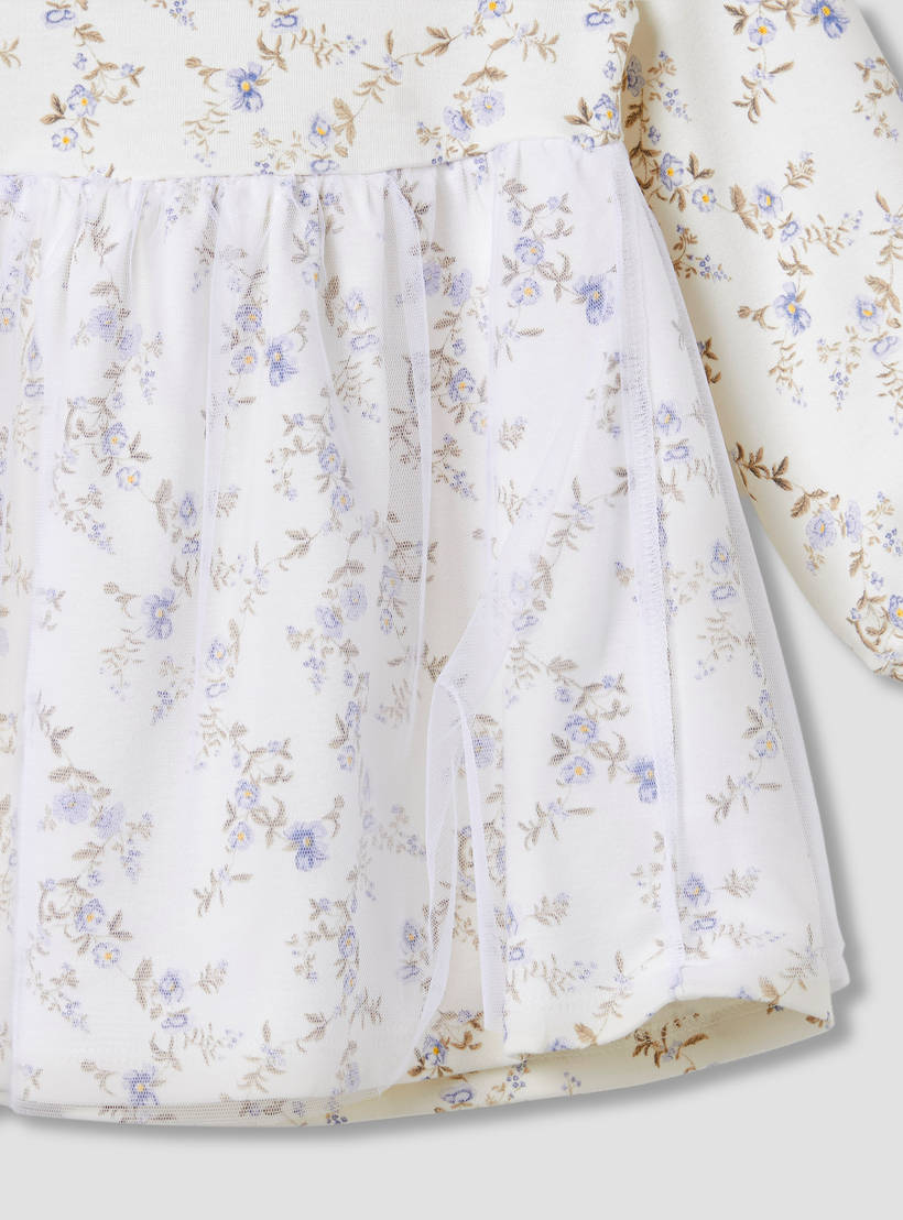 Juniors Girls Dress with Floral Print - Cotton