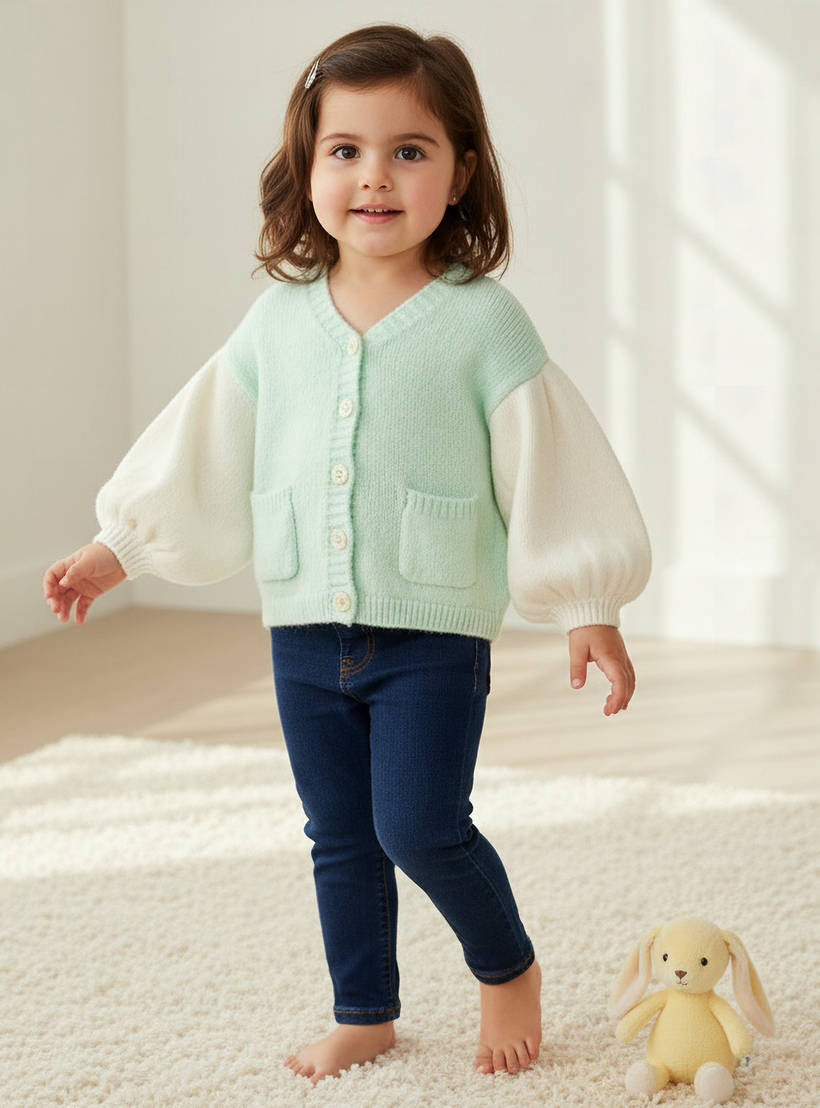 Juniors Textured Cardigan with Long Sleeves