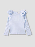 Juniors Textured Sweater with Long Sleeves and Ruffle Detail