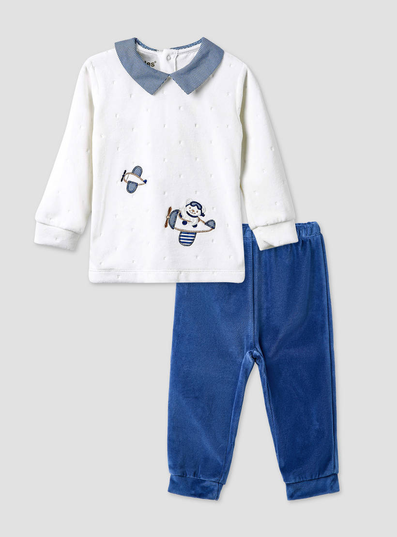 Giggles Pyjama Set with Embroidery