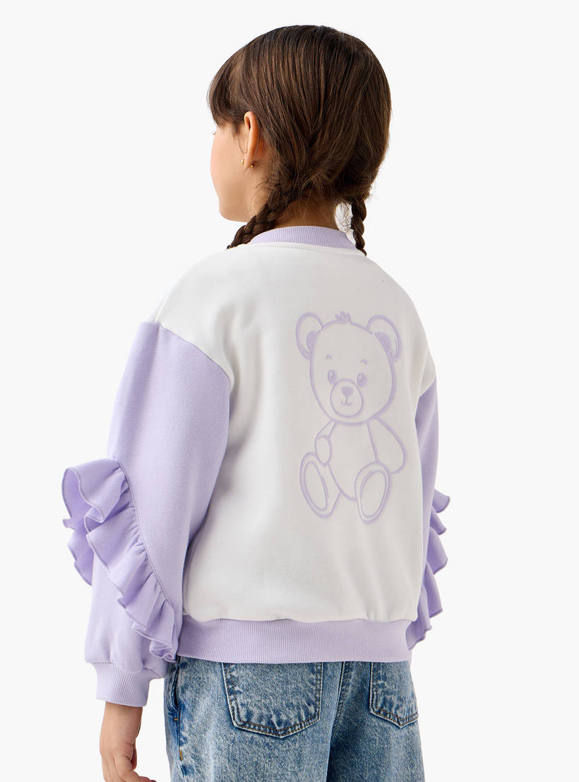 Juniors Ruffled Mandarin Collar Jacket with Pockets
