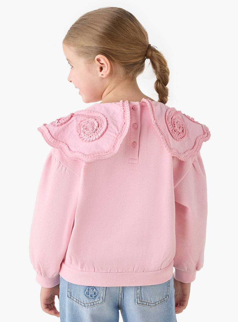 Juniors Ruffle Overlay Sweatshirt with Long Sleeves