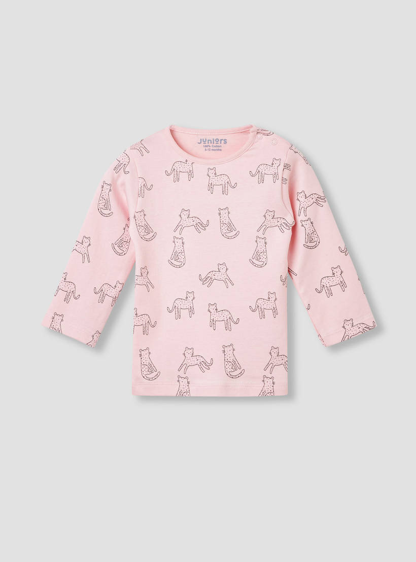 Juniors Pyjama Set with Bear Print - Cotton - Long Sleeves - Crew Neck