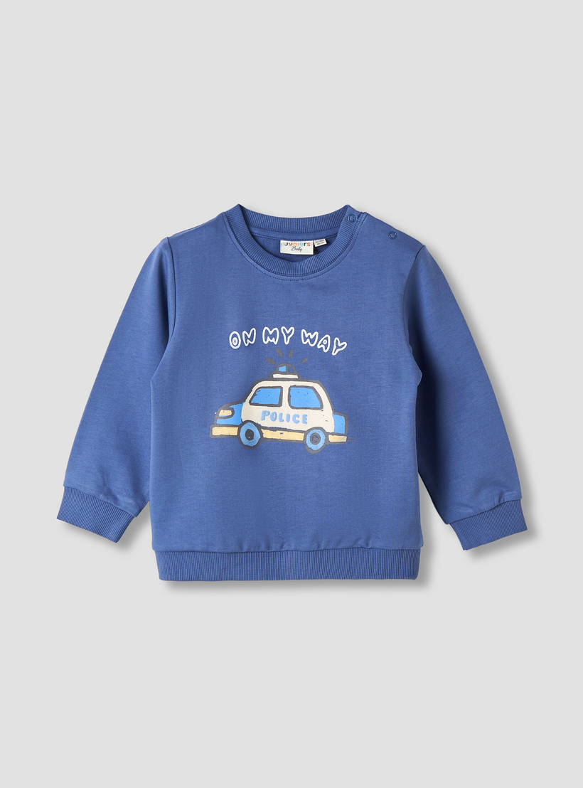 Juniors Boys Sweatshirt with Police Car Print - Cotton