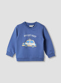 Juniors Boys Sweatshirt with Police Car Print - Cotton