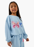 Juniors Butterfly Print Sweatshirt with Long Sleeves
