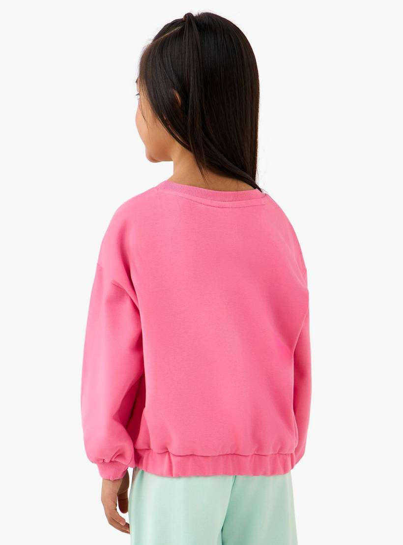 Juniors Floral Print Sweatshirt with Long Sleeves