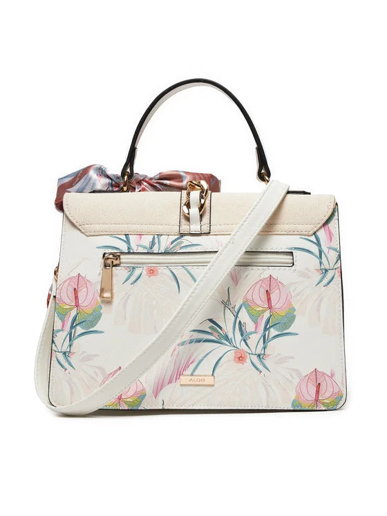 ALDO Cailla white floral top-handle satchel bag