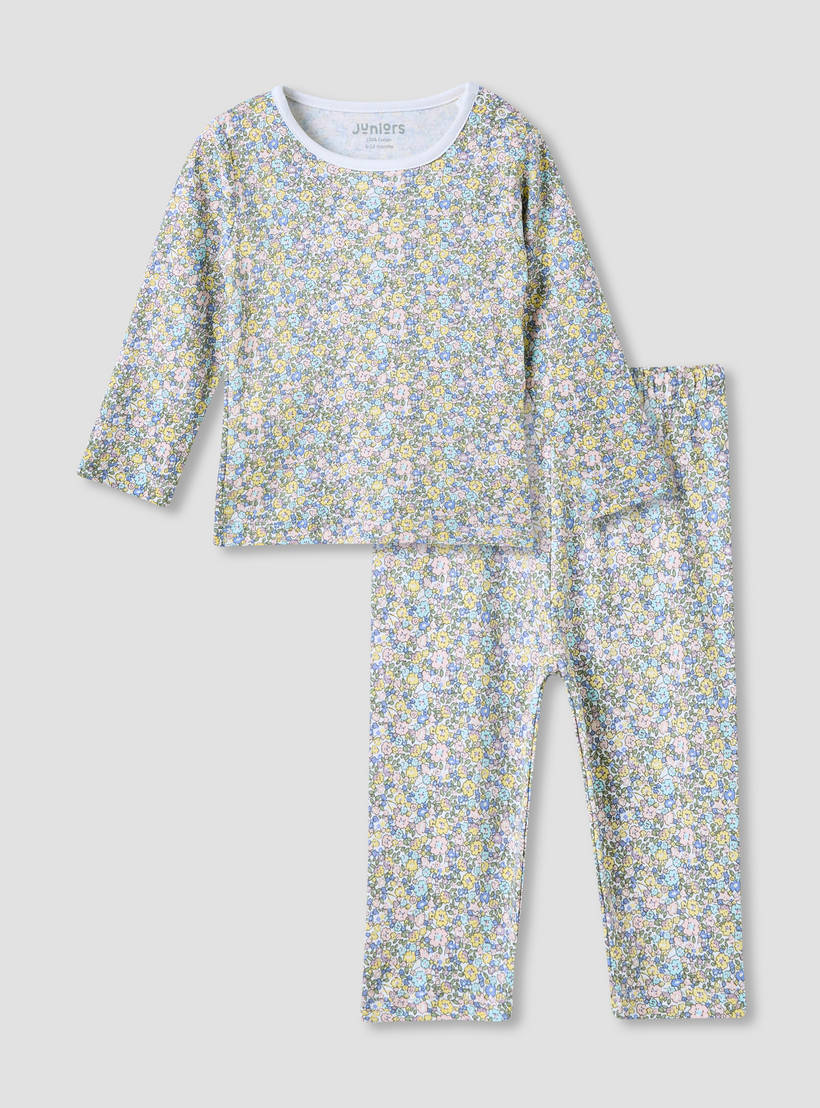 Juniors Floral Print T-shirt and Pyjama Set