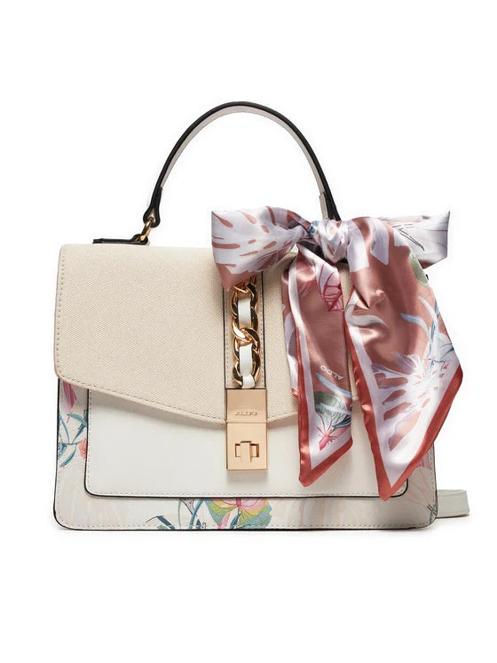 ALDO Cailla white floral top-handle satchel bag
