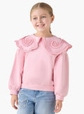Juniors Ruffle Overlay Sweatshirt with Long Sleeves