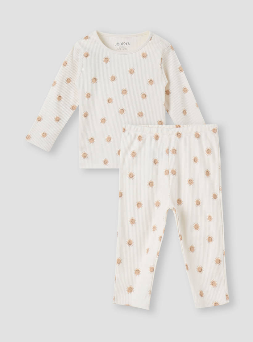 Juniors All-Over Sun Print T-shirt and Pyjama Set